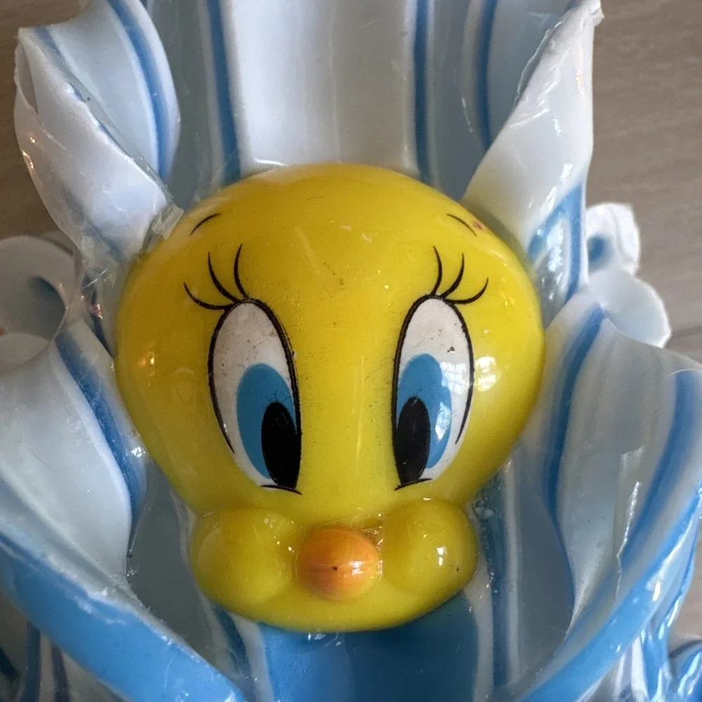 Vintage Looney Tunes Tweety Bird Ribbon Candle Blue Unused 4.5